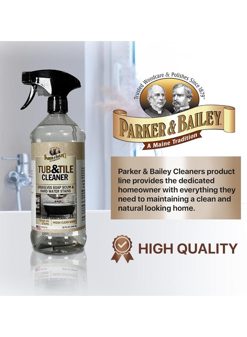 Parker & Bailey Tub & Tile Cleaner Bathroom Cleaner Shower Cleaner Spray Tub Cleaner Soap Scum Remover For Shower Hard Water Stain Remover Household Cleaning Spray Multi Purpose Spray Cleaner 946 ML - Image 4