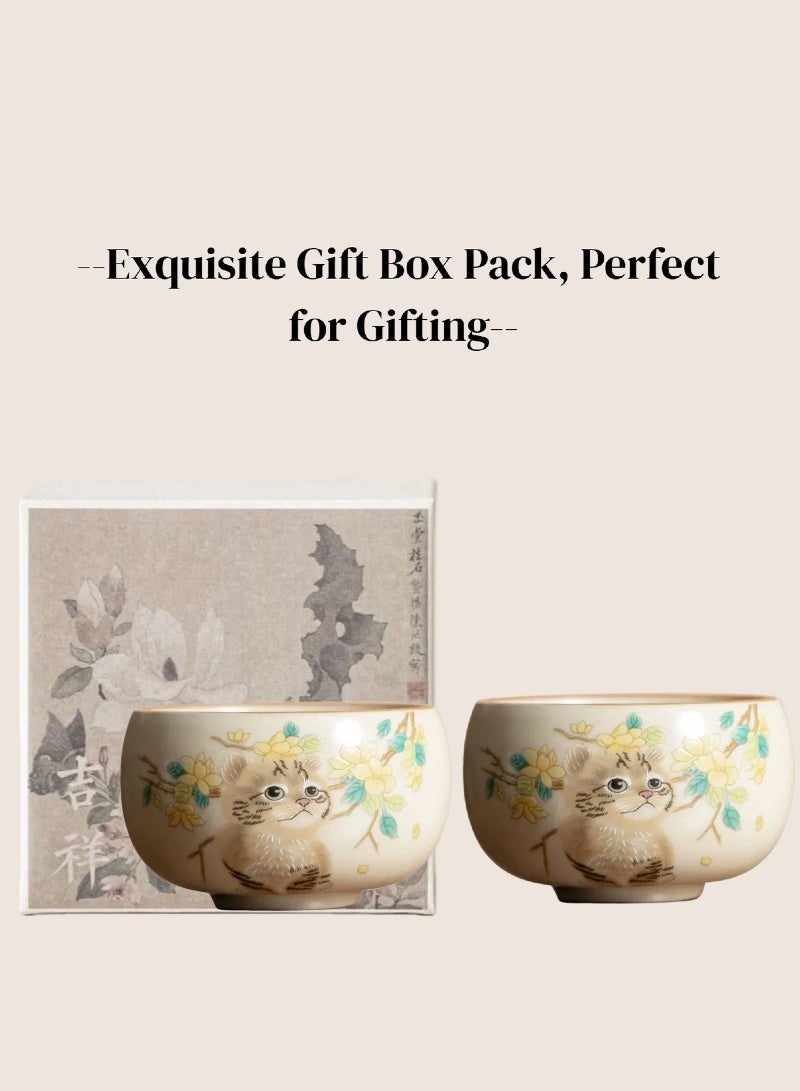 Aura Select Gift Espresso Cups Coffee Cups Mugs Cute Cat Tea Cup 80ml With Gift Box | Pack of 2 - Image 1