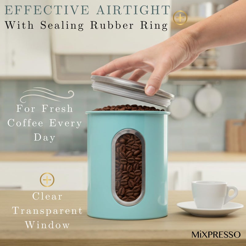 Mixpresso 3-Piece Aqua Blue Canisters Sets For The Kitchen, Airtight Canister Set With See Through Window, Storage Jars for Coffee Container, Tea Organizer & Sugar Canister, Kitchen Canisters - Image 3
