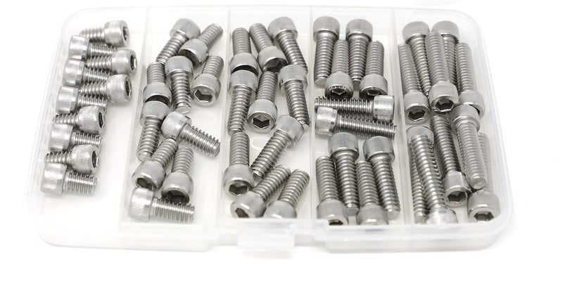 Iexcell 50 Pcs 1/4-20 X 3/8"" 1/2"" 5/8"" 3/4"" 1"" Stainless Steel 304 Hex Socket Head Cap Screws Bolts Assortment - Image 2