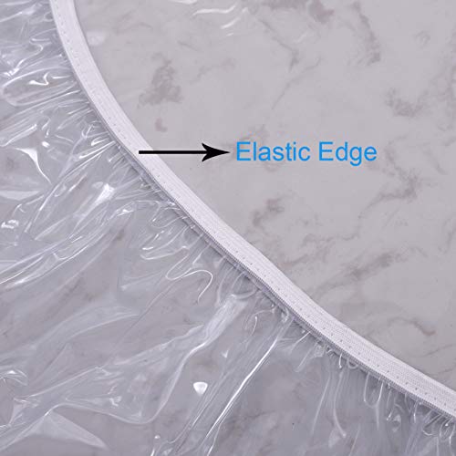 Walrus Clear Round Vinyl Fitted Tablecloth Waterproof Oilcloth Heavy Duty Elasticized Table Cover Elastic Edge Design Plastic Tablecloth Protector for Round Table - Image 5