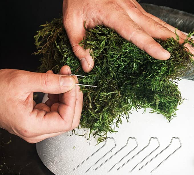 ZUOFANG 150Pcs Floral U Shaped Pins 18 Inch Greening Pins for Foam Wreaths Bouquet Plants Fern Moss Metal Craft Picks - Image 3