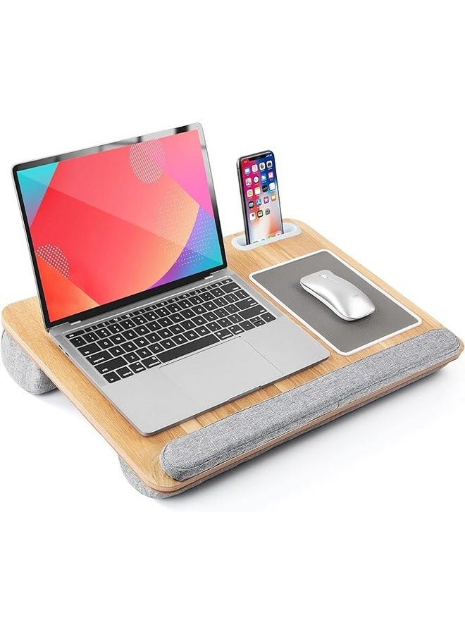 Kimaya Laptop Tray with Pillow, Compact Computer Desk, Mouse Pad and Wrist Rest for Notebook up to 17 Inch with MacBook, Laptop Stand with Tablet, Pen and Mobile Holder - Image 4