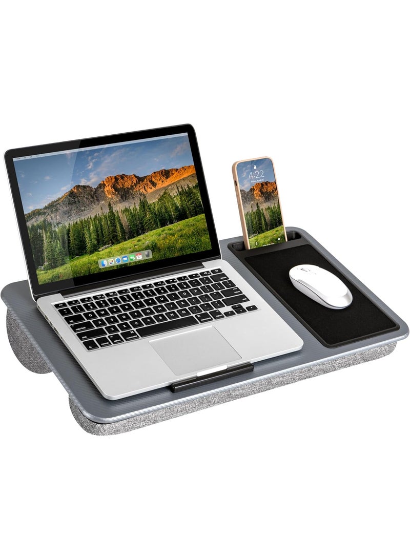 Kimaya Laptop Tray with Pillow, Compact Computer Desk, Mouse Pad and Wrist Rest for Notebook up to 17 Inch with MacBook, Laptop Stand with Tablet, Pen and Mobile Holder - Image 1