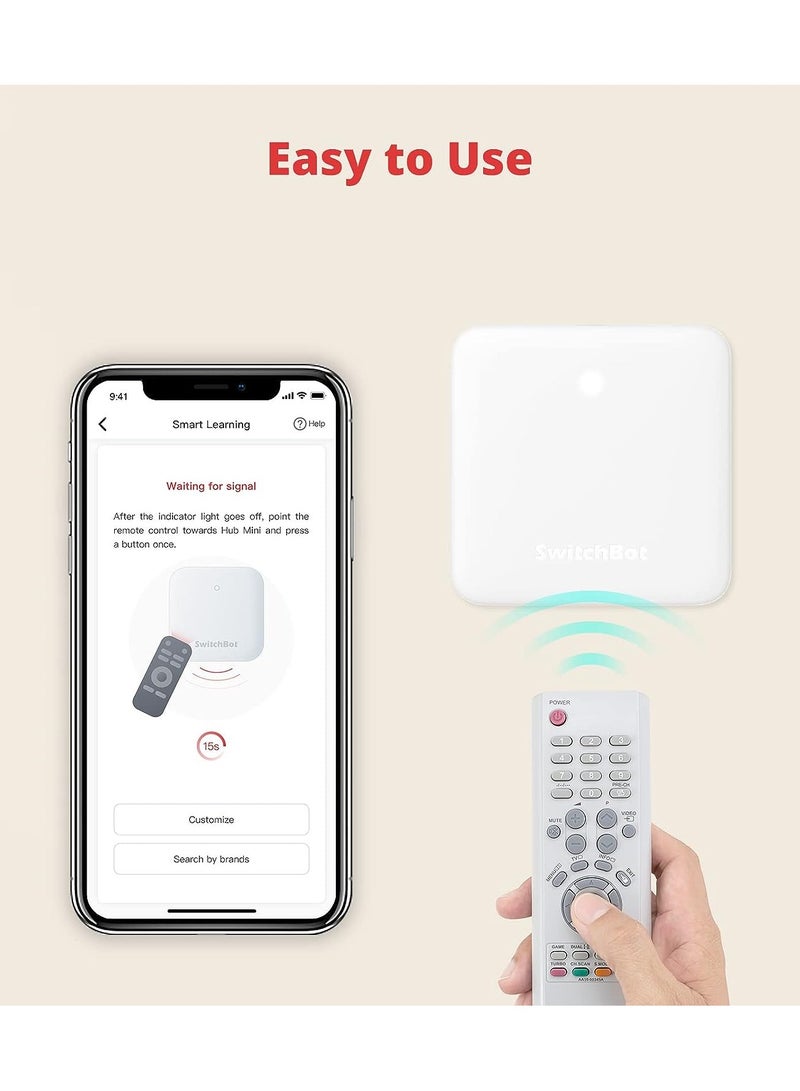 SwitchBot جهاز التحكم عن بعد الذكي SwitchBot Hub Mini - IR Blaster، ربط SwitchBot بشبكة Wi-Fi (يدعم 2.4 جيجا هرتز)، التحكم في التلفزيون، مكيف الهواء، متوافق مع Alexa، Google Home، IFTTT - Image 2