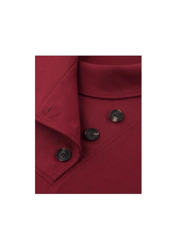 Women's Long Sleeve Button Lapel Pullover Tunic Swing Sweatshirt  - Image 4