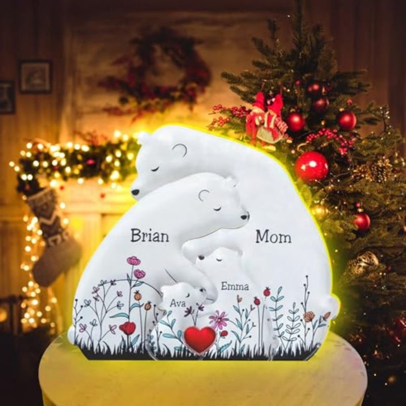 Custom Mama Bear Floral Night Light, Personalized Mothers Day Gifts, Mom Gift with Names, Mothers Day Gift for Mom Grandma, Gift from Grandkids, Mama Bear - Image 2
