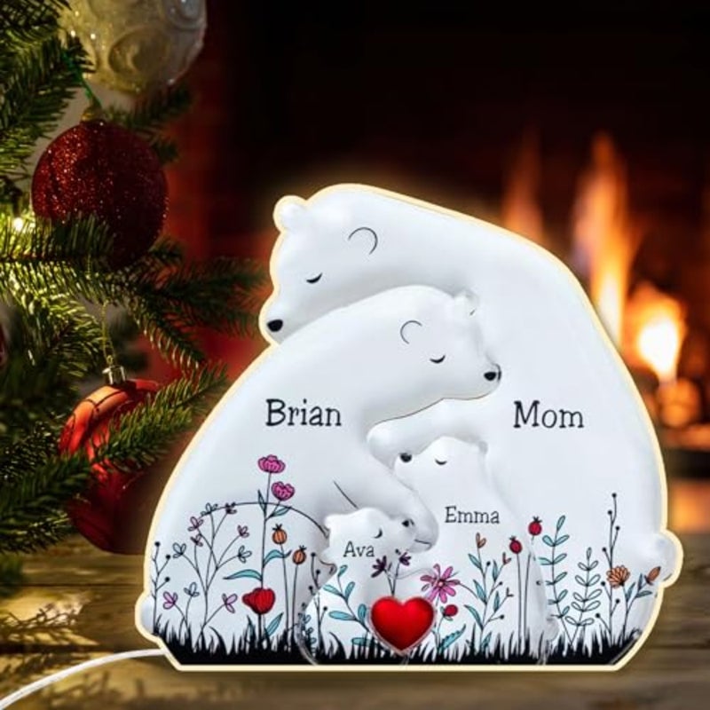 Custom Mama Bear Floral Night Light, Personalized Mothers Day Gifts, Mom Gift with Names, Mothers Day Gift for Mom Grandma, Gift from Grandkids, Mama Bear - Image 4