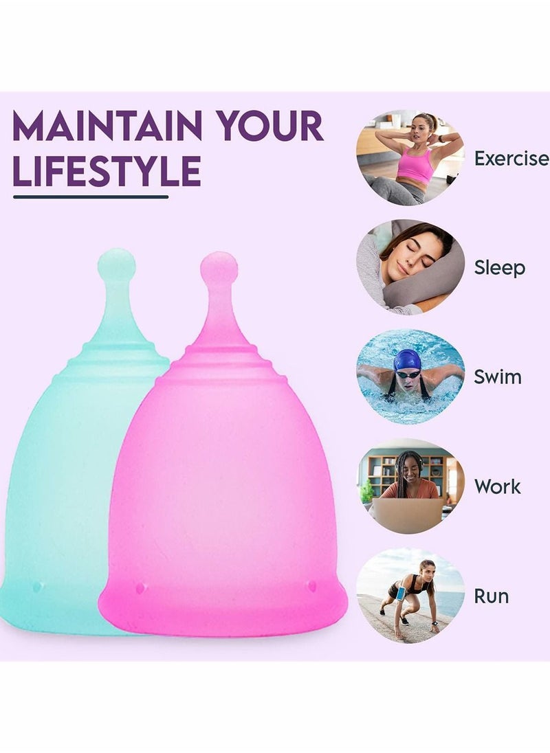 SYOSI - Soft Menstrual Cup Super Soft and Flexible, Reusable Silicone Foldable Sterilizing Cup, Wear for 12 Hours, Easy to Clean Tampon and Pad Alternative  1 Small and 1 Large - Image 1