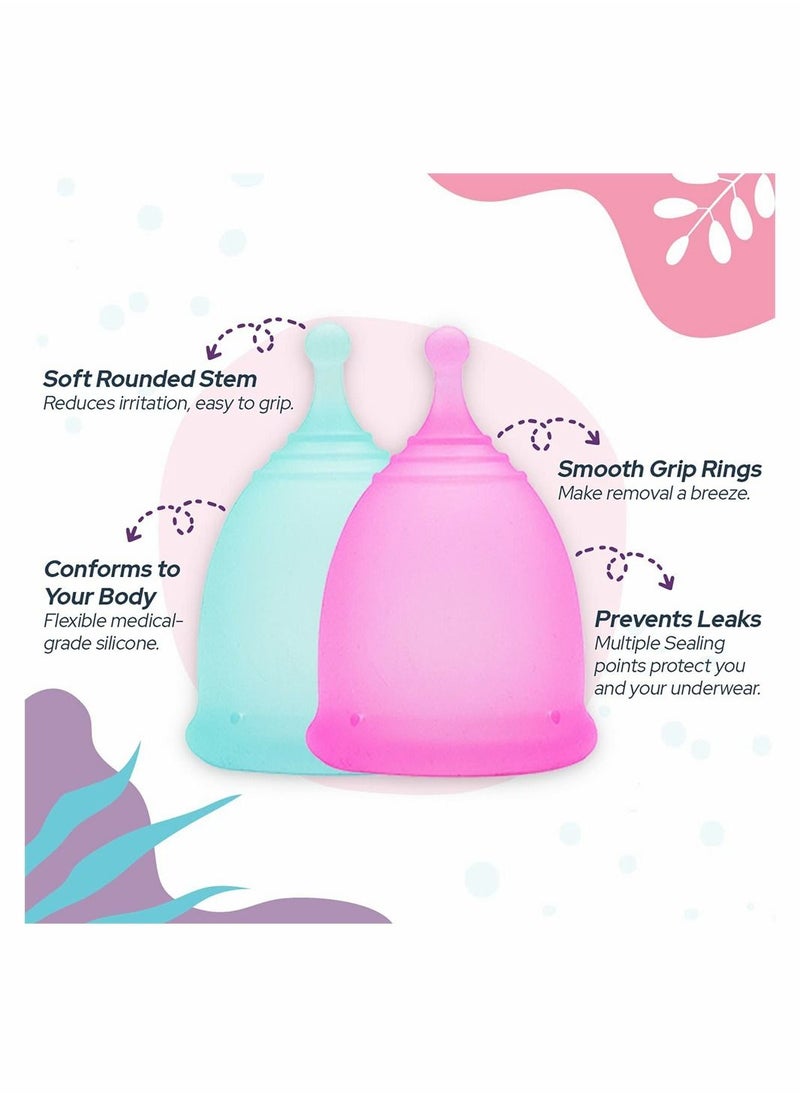 SYOSI - Soft Menstrual Cup Super Soft and Flexible, Reusable Silicone Foldable Sterilizing Cup, Wear for 12 Hours, Easy to Clean Tampon and Pad Alternative  1 Small and 1 Large - Image 1