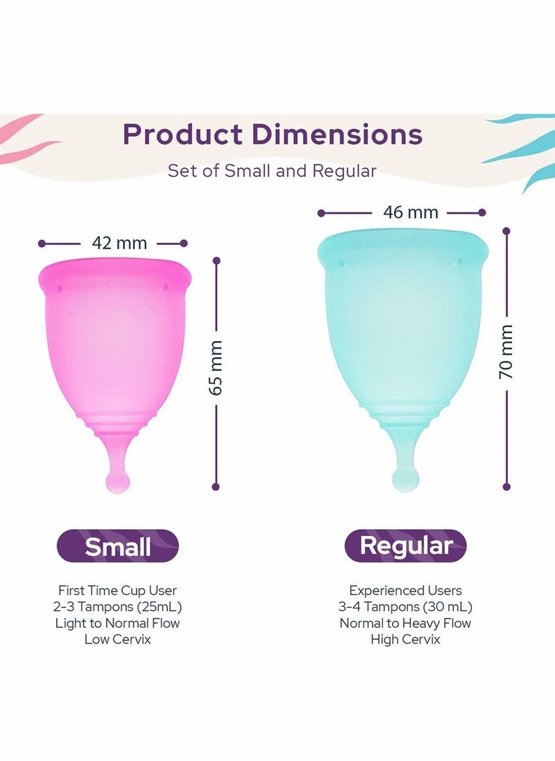 SYOSI - Soft Menstrual Cup Super Soft and Flexible, Reusable Silicone Foldable Sterilizing Cup, Wear for 12 Hours, Easy to Clean Tampon and Pad Alternative  1 Small and 1 Large - Image 1