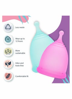 SYOSI Soft Menstrual Cup Super Soft and Flexible, Reusable Silicone Foldable Sterilizing Cup, Wear for 12 Hours, Easy to Clean Tampon and Pad Alternative  1 Small and 1 Large  - Image 4