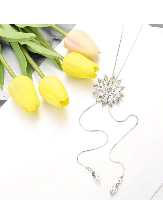 6Pcs Women Long Sweater Necklace Silver Plated Rhinestone Flower Tassel Pendant Neckace Jewelry Women Gifts - pzsku/Z993D51AA35A3CC036168Z/45/_/1735214617/035e3a62-6c46-4065-b888-f8e612501c50