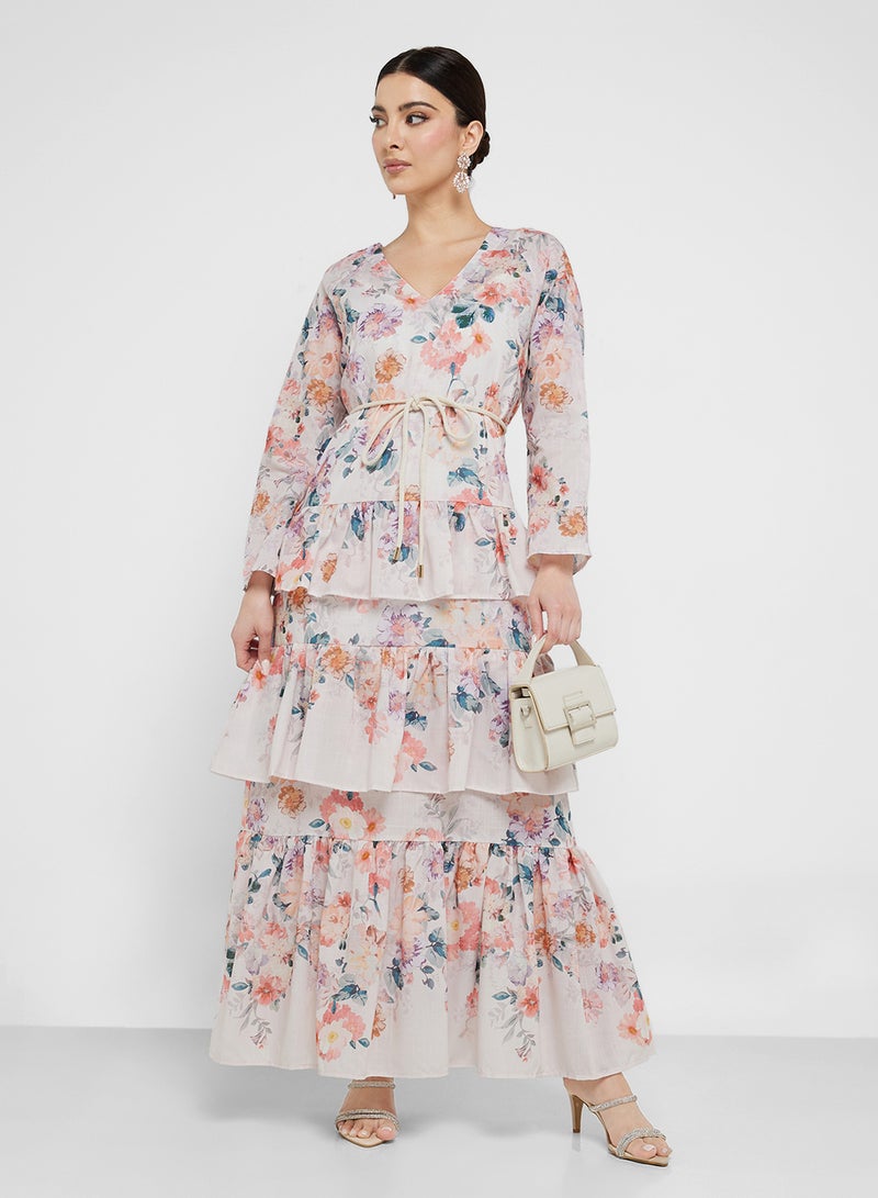 خزانة فستان طبقات بنقشة الزهور - Image 1