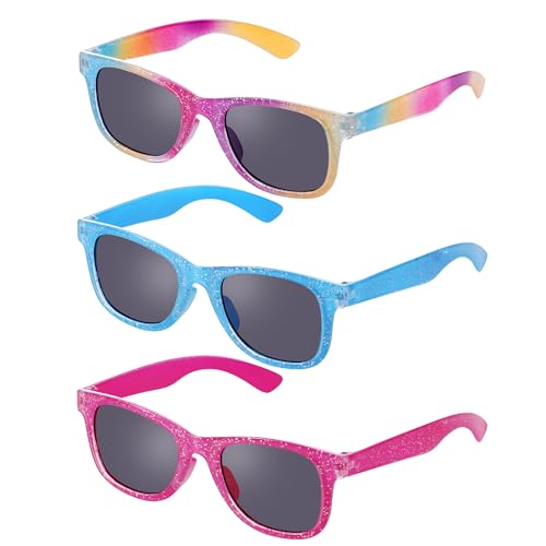 obmwang 3 Pack Kids Sunglasses Girls Princess Glitter Sunglasses for Toddler Girls Cute Glasses UV 400 Protection - Image 1