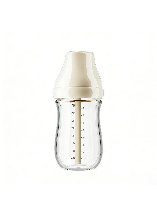 Anti-Colic Newborn Glass Feeding Bottle 240ml, BPA-Free Silicone Nipple, Wide Neck Baby Bottle for 0+ Months - Image 1