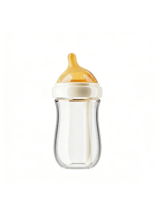Anti-Colic Newborn Glass Feeding Bottle 240ml, BPA-Free Silicone Nipple, Wide Neck Baby Bottle for 0+ Months - Image 2