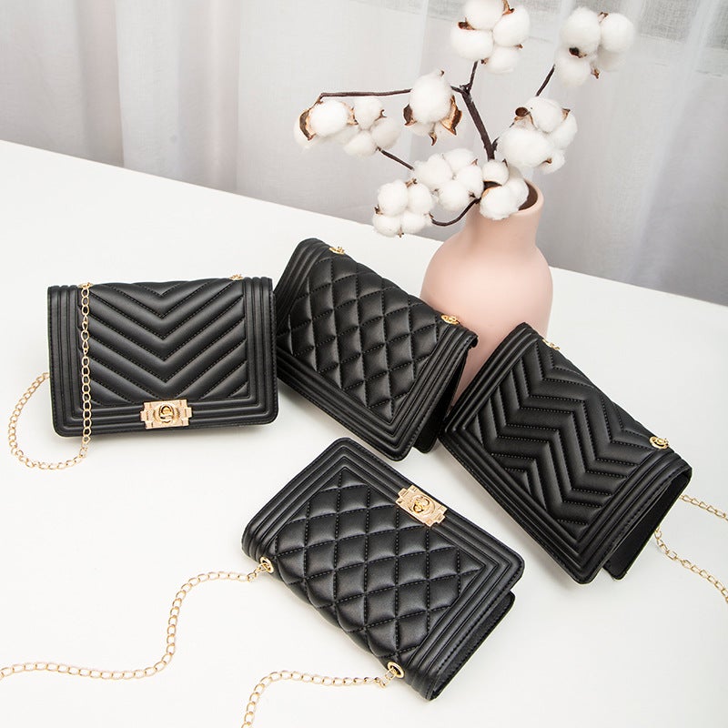 Ladies Bag 2022 New Solid Color Embroidered Lock Chain Small Square Bag Casual Mobile Phone Bag Women'S Bag - Image 2