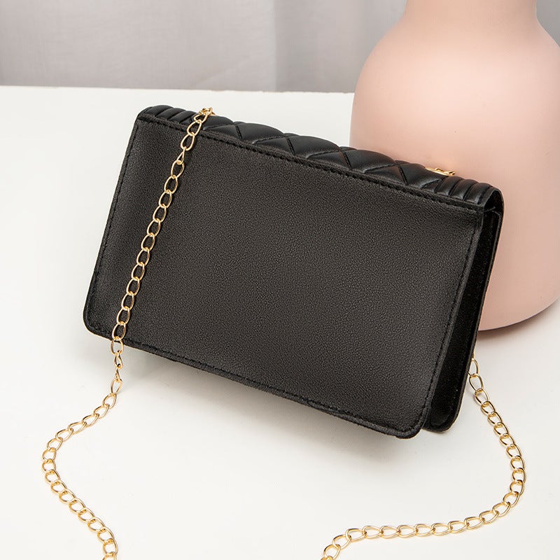 Ladies Bag 2022 New Solid Color Embroidered Lock Chain Small Square Bag Casual Mobile Phone Bag Women'S Bag - Image 4