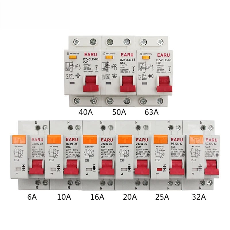 16A RCBO Circuit Breaker 1P N 230V Overload Short Circuit Leakage Protection 6 63A - Image 3