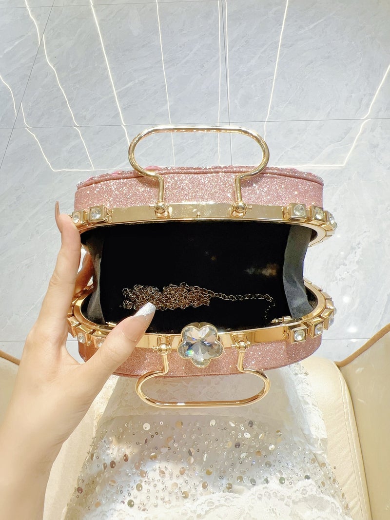 Shiny High Density Diamond-Encrusted Elegant Wedding Cheongsam Full Diamond Handbag Shoulder Crossbody Bag Dinner Bag - Image 4