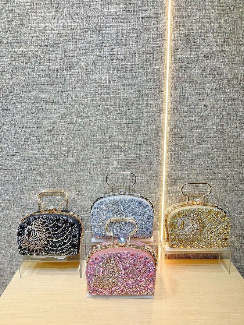 Shiny High Density Diamond-Encrusted Elegant Wedding Cheongsam Full Diamond Handbag Shoulder Crossbody Bag Dinner Bag - Image 5