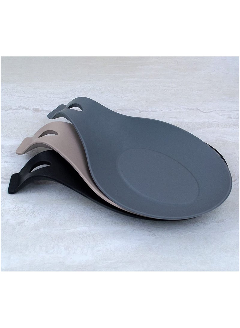 Set of 3 Silicone Modern Utensil Spoon Holders – Stylish, Heat-Resistant, Non-Slip Kitchen Tool Rest for Spoon, Ladle, and Cooking Utensils – Easy to Clean and Store  - Image 3