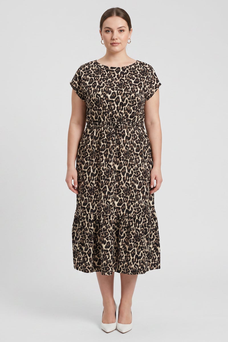 Threadbare Women Animal Print Midi Dress, Multicolor - Image 1