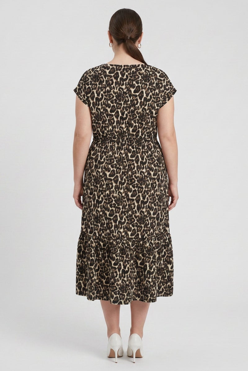 Threadbare Women Animal Print Midi Dress, Multicolor - Image 4