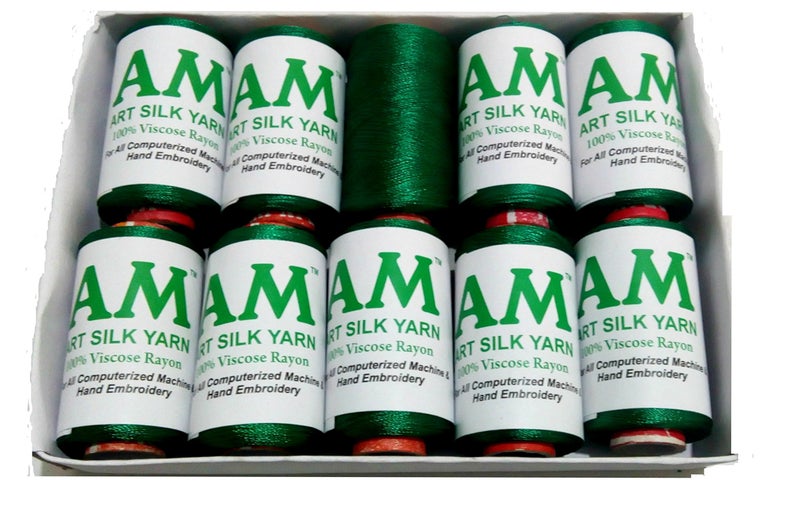 AM Silk Thread Dark Green for jumka- Bangle Making, Designing & Embroidery, Pack of 10