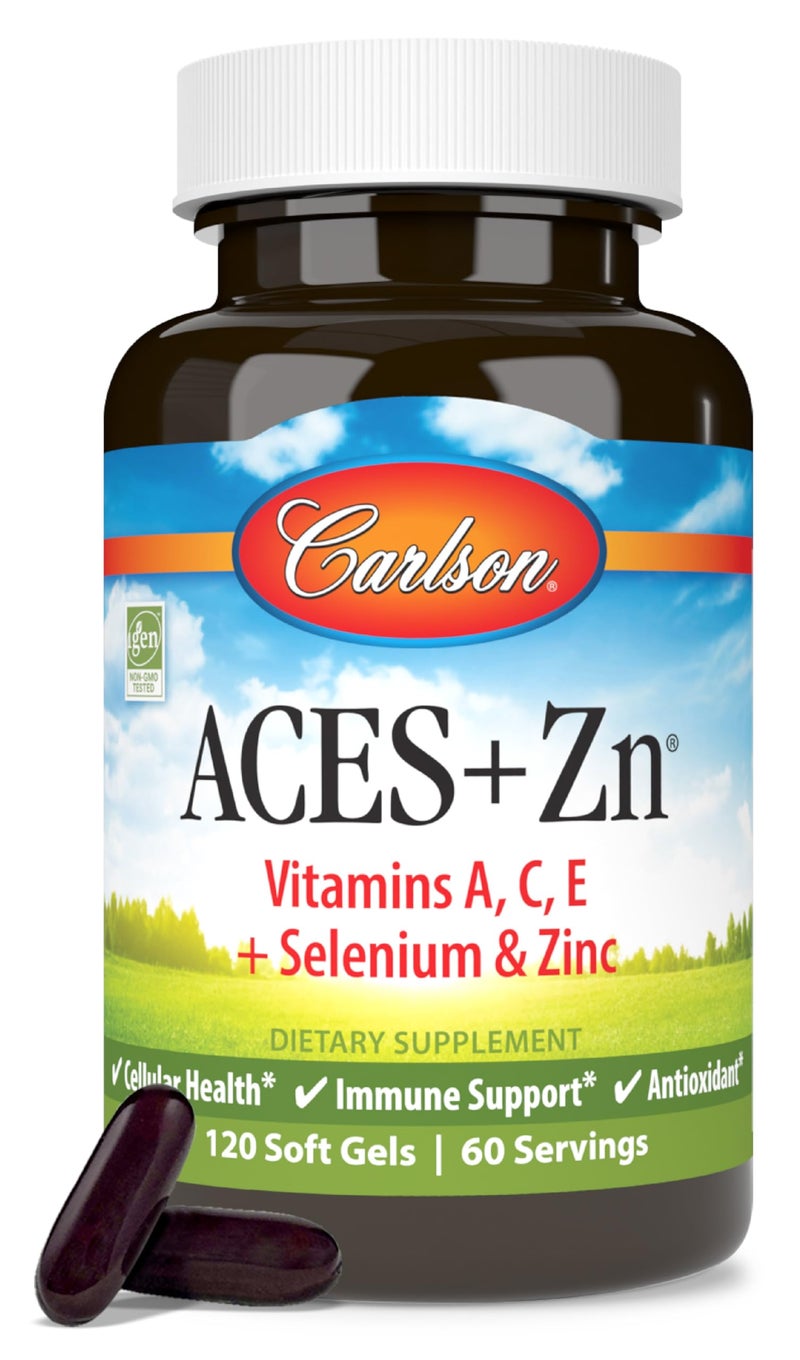 Carlson Carlson ACES Zn Vitamins A C E Selenium Zinc Cellular Health Immune Support Antioxidant 120 Softgels 