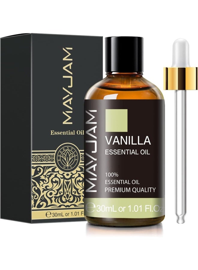 MAYJAM Vanilla Essential Oil 30Ml/1.01Fl.Oz, Premium Vanilla Oils For Aromatherapy, Diffuser, Soap Making, Candle Making, Long Lasting Scents
