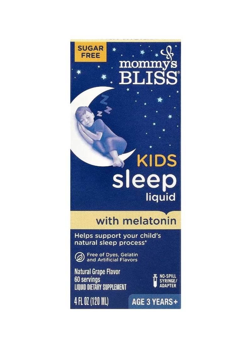 Mommy's Bliss Kids Sleep Liquid with Melatonin Age 3 Years+ Natural Grape 4 fl oz (120 ml) - Image 1