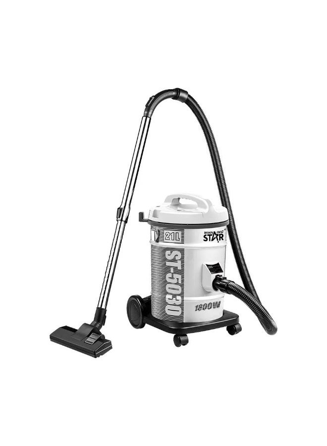 Winning Star barrel vacuum cleaner, capacity 21 liters, for floors, carpets and corners, 1800 watts, gray white, ST-5030 - Image 1