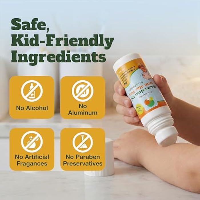 Raise Them Well Magnesium Oil Roll-On for Kids with Aloe Vera for Muscle Relaxation & Joint Relief, Fast-Absorbing Topical, Soothing Formula for Sore Muscles, Tension & Cramps, Natural Calm Support, 3 fl oz - Image 4