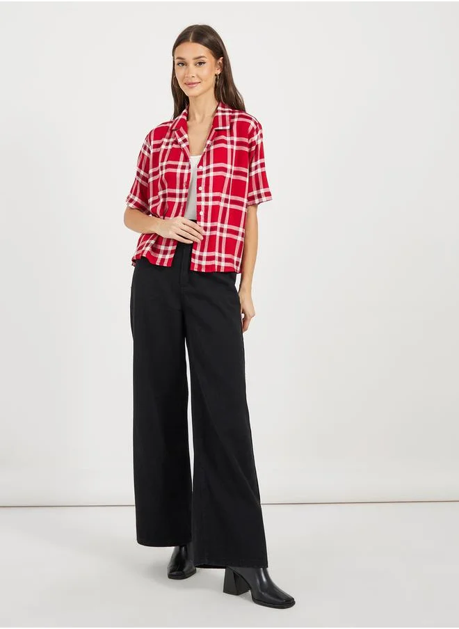Styli Checked Loose Fit Short Sleeve Shirt