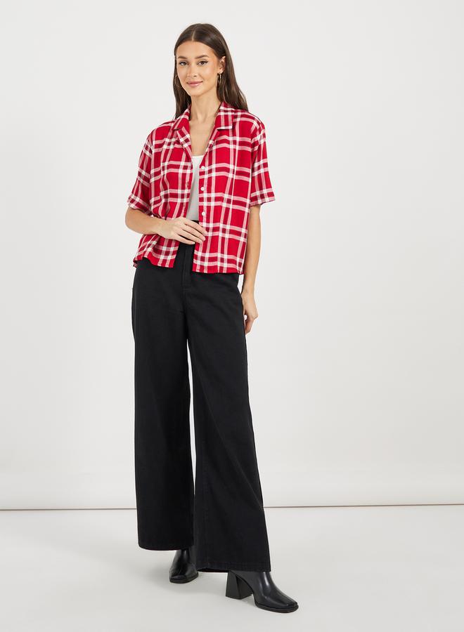 Styli Checked Loose Fit Short Sleeve Shirt  - Image 2