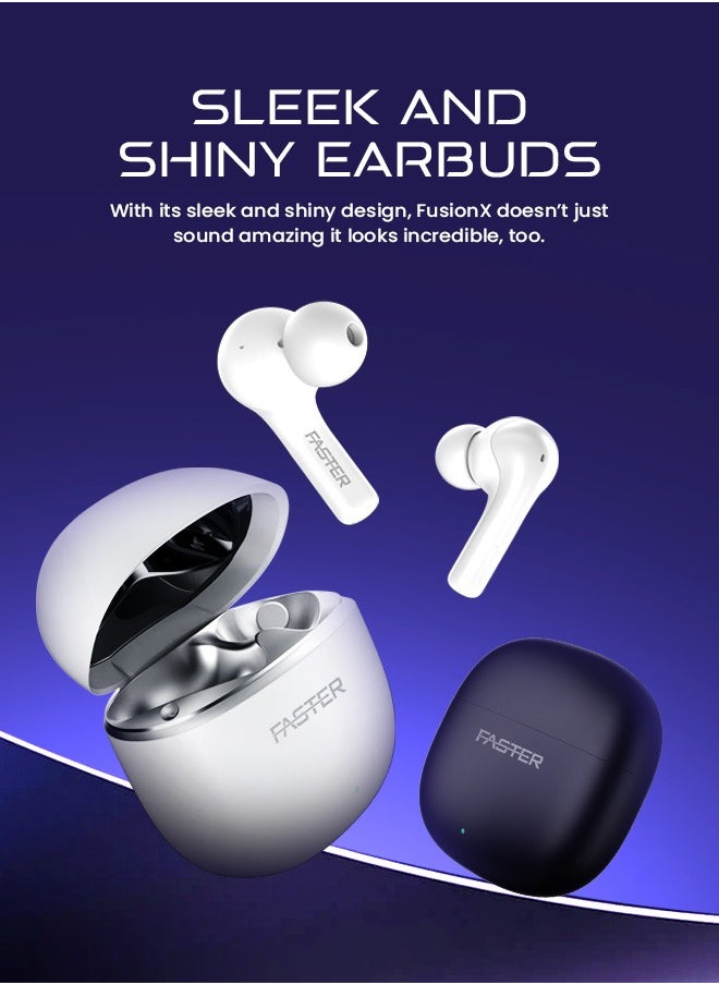 Faster - FusionX Wireless Earbuds with Active Noise Cancellation (ANC) - 20 Hours Playtime with Bluetooth 5.4 - HiFi Stereo Sound Airpods - Gaming Bluetooth Earphones with Ultra-Low Latency, Deep Bass - For Exercise, Gym - Compatible with iPhone & Android (Black) - Image 1