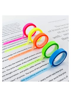 Y&D 5 Rolls Highlighter Tape Transparent Marking Sticker Removable Fluorescent Colored Tags for Reading Class 16 ft Per Roll  - Image 1