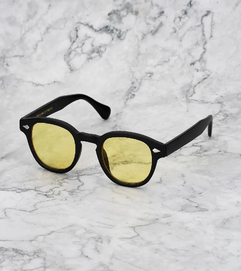 Explicit Poets Explicit Poets Unisex JOHNNY Matt Black - Yellow Stylish Sunglasses, 2EP3M