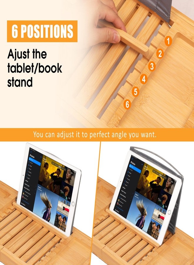 Artmalle Luxury Bathtub Caddy Tray for Tub - Foldable Bamboo Bath Table Tray with Book and Wine Glass Holder, Expandable Bathroom Accessories for Spa or Reading Lite Style - Image 3