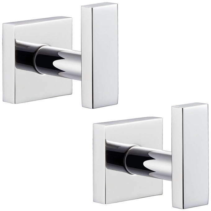 BATH TOWEL HOOK 2 PACK STAINLESS STEEL SQUARE ROBE COAT HOLDER FOR WALL BATHROOM KITCHEN GARAGE WALL HOOK FOR HANGING TOOLS POLISHED CHROME