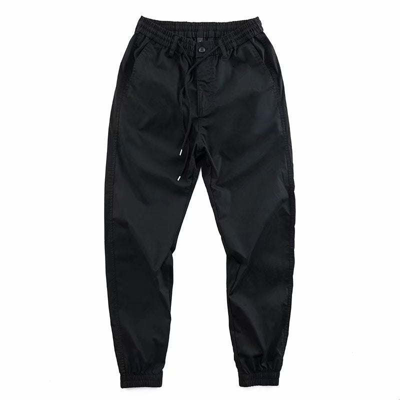 Autumn Mens Korean Colorblock Slim Joggers Black - Image 1