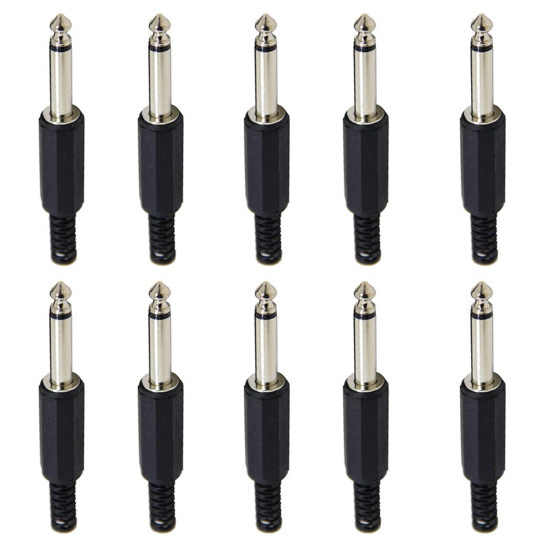 Ancable 10-Pack 1/4-Inch Mono Phone Plug, Solder Type Cost-Effective Plastic 6.35mm TS Connector with Shrinkle Tube for Guitar, Instrument, Speaker/Microphone/Patch Cables - Image 2