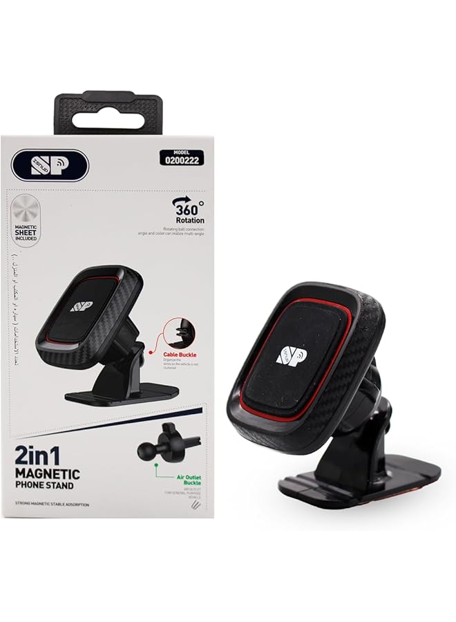 Isnup Magnetic Car Mount Clip Type Smartphone Holder 360 Rotation Car Dashboard Holder For Iphone,Samsung And Other Mobile Phones Black Shelf - Image 2