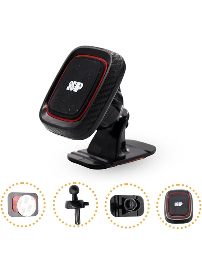 Isnup Magnetic Car Mount Clip Type Smartphone Holder 360 Rotation Car Dashboard Holder For Iphone,Samsung And Other Mobile Phones Black Shelf - Image 1