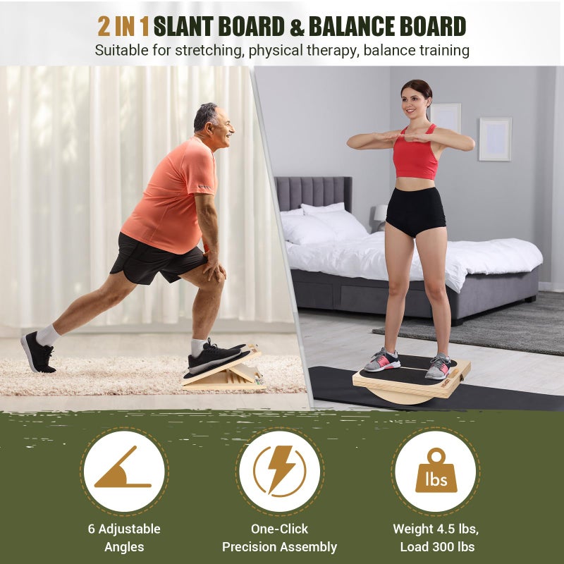 UOPON Slant Board for Calf Stretching, Adjustable Portable Wooden Incline Board for Calf Stretcher with Training Poster, 300 Lbs Weight Capacity Calf Stretch Wedge for Leg, Knees, Heel, Ankle & Stretching - Image 2