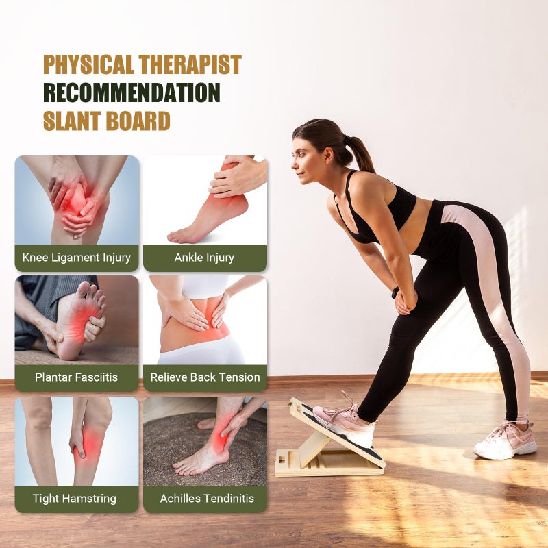 UOPON Slant Board for Calf Stretching, Adjustable Portable Wooden Incline Board for Calf Stretcher with Training Poster, 300 Lbs Weight Capacity Calf Stretch Wedge for Leg, Knees, Heel, Ankle & Stretching - Image 5