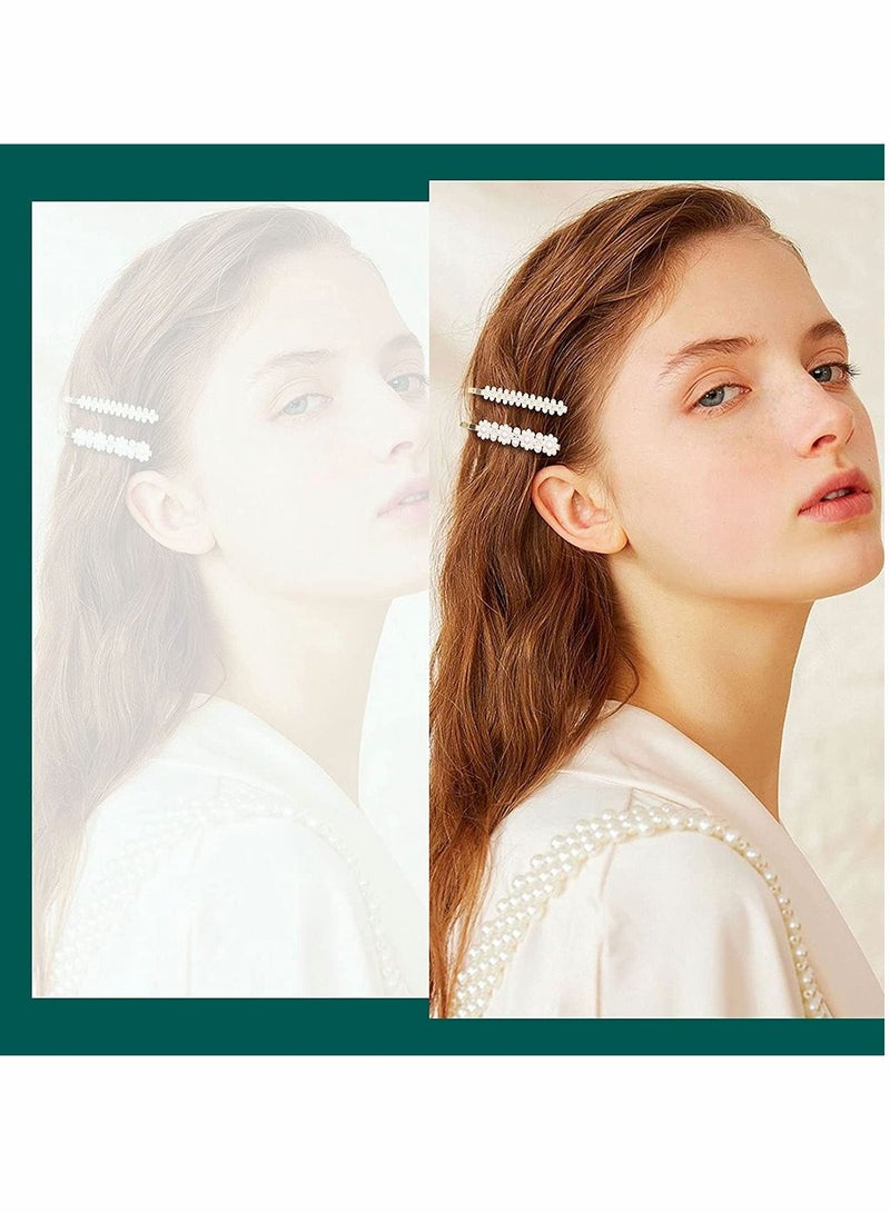 KASTWAVE Pearls and Acrylic Resin Hair Clips, 28PCS Handmade Pins, Elegant Gold Barrettes, Marble Alligator Bobby Hairpins Accessories Macaron Clips for Women Girls Gifts - Image 3