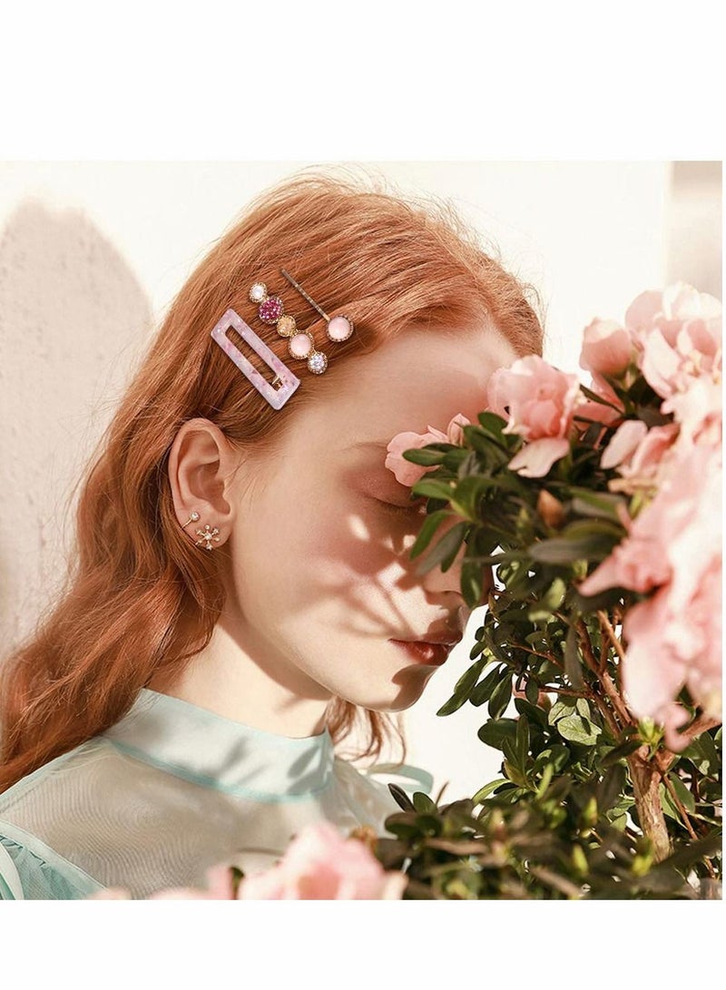 KASTWAVE Pearls and Acrylic Resin Hair Clips, 28PCS Handmade Pins, Elegant Gold Barrettes, Marble Alligator Bobby Hairpins Accessories Macaron Clips for Women Girls Gifts - Image 2